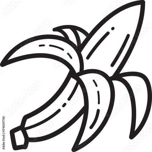 Banana Skin Silhouette | Black Vector Illustration Artwork