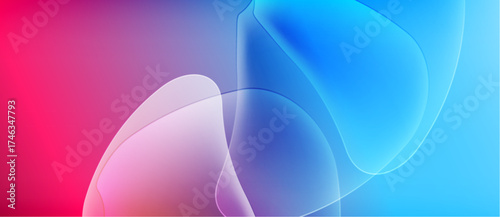 Abstract fluid shapes blend vibrant pinks, purples, blues. Soft gradients create dynamic visual experience. Modern design element.