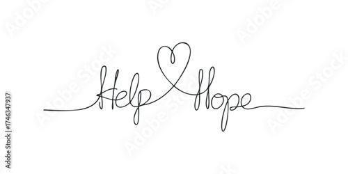 Handwritten help and hope message with heart