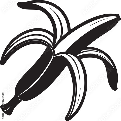 Banana Skin Silhouette | Black Vector Illustration Artwork