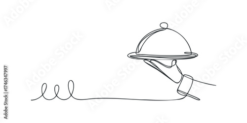 Hand serving food cloche