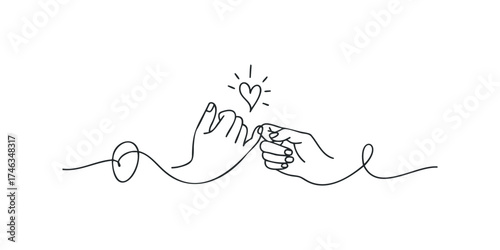 Two hands making a pinky promise with a heart symbol