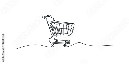 One line drawing of a shopping cart