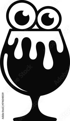 Vector art of beer glass with eyes.