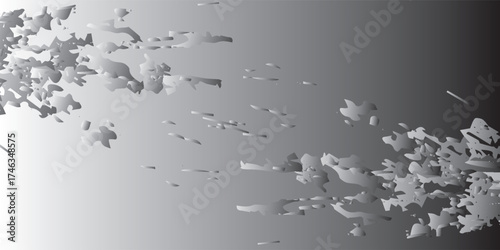Abstract Gray Shapes Floating Across a Gradient Background.