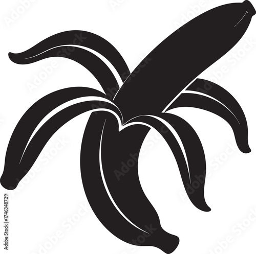 Banana Skin Silhouette | Black Vector Illustration Artwork