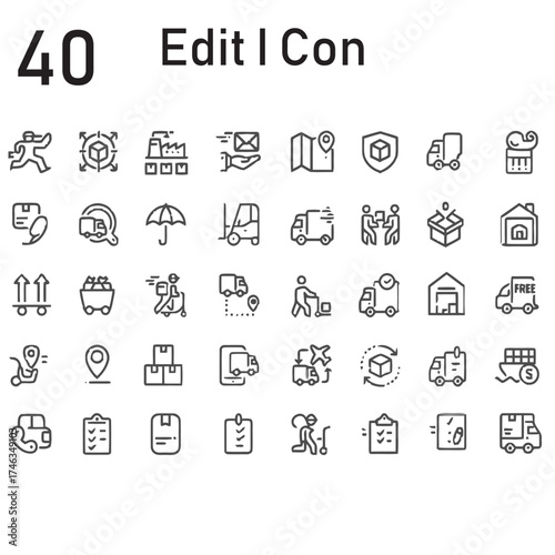 Contact icon set. Containing chat, support, message, phone, e-mail, address, customer service, call, website, info, communication and more. Editable line icons. Vector illustration.