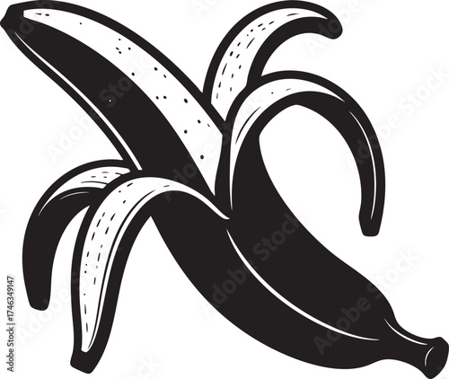 Banana Skin Silhouette | Black Vector Illustration Artwork