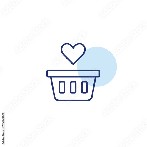 Shopping basket and heart. Trusted payment, preferred checkout options. Business and finances. Pixel perfect, editable stroke vector icon