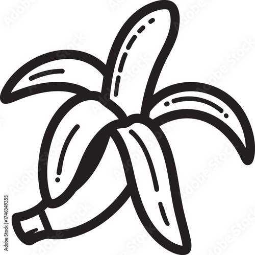 Banana Skin Silhouette | Black Vector Illustration Artwork
