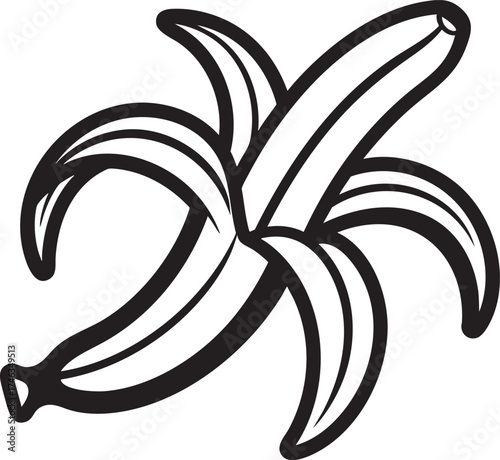 Banana Skin Silhouette | Black Vector Illustration Artwork
