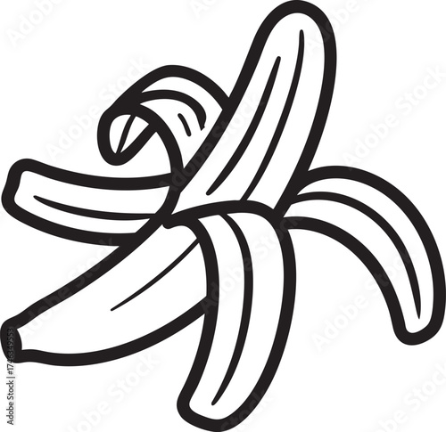 Banana Skin Silhouette | Black Vector Illustration Artwork