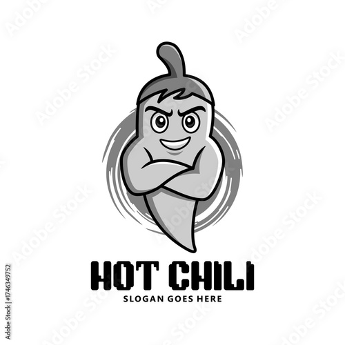 Hot chili art logo vector design monochrome