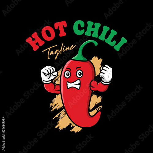 Hot chili art logo vector design