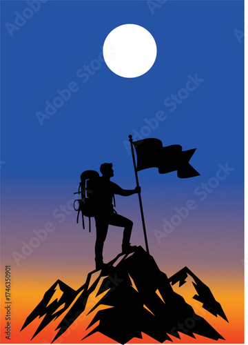 Mountain Climber Silhouette o...