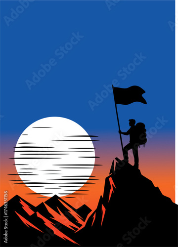 Minimalist Vector of Mountain...