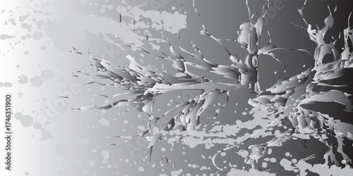Abstract Gray Splotch Art with 3D Effect.