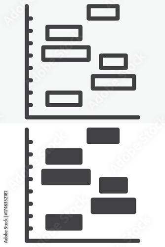 Gantt chart line and solid icon set pack, different style