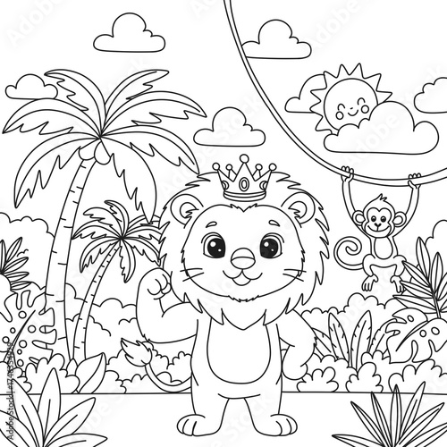 Lion coloring pages, wild animal coloring pages, coloring book