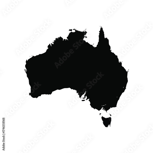 Vector illustration of black silhouette map of australia