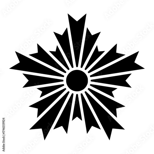 Minimalist explore black japanese rising sun order of the paulownia flowers badge vector graphic illustration design vacter Vacter