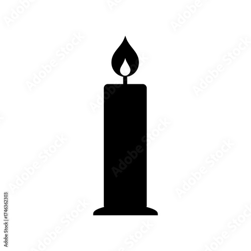 Minimal candle silhouette simple elegant light symbol clean vector design with white background