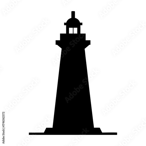 Minimal lighthouse silhouette elegant guiding beacon clean marine vector design with white background