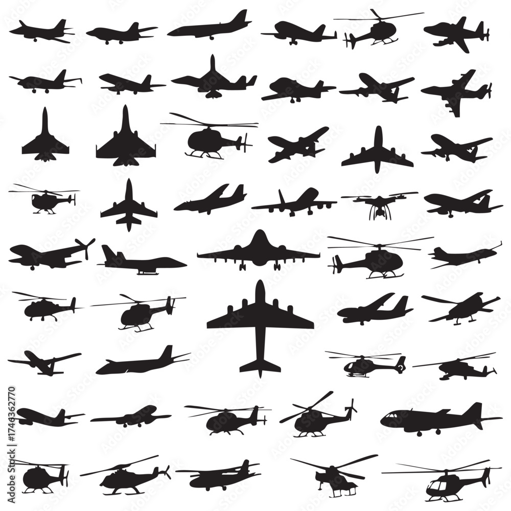 Fototapeta premium Aircraft silhouettes in vector format.