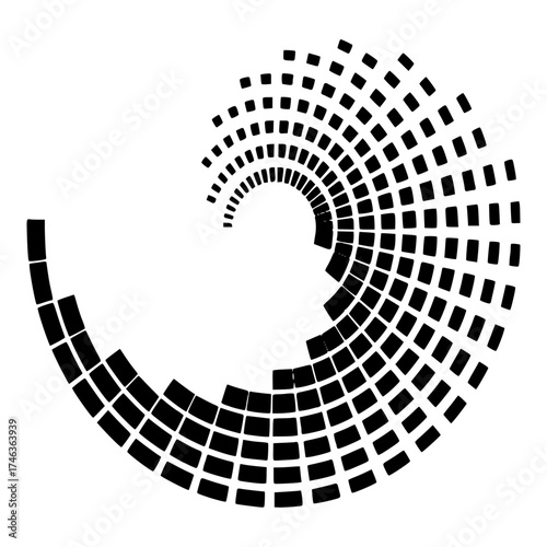 Minimalist abstract spiral design with black squares for modern art and digital background illustrations and graphic design needs vacter Vacter