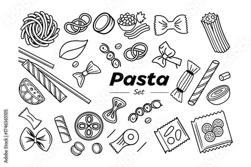 Hand Drawn Pasta Set – Vintage Line Art Illustration