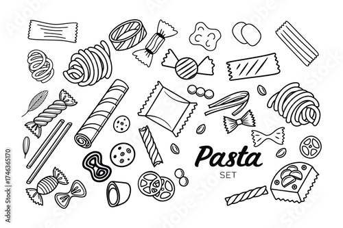 Hand Drawn Pasta Set – Vintage Line Art Illustration