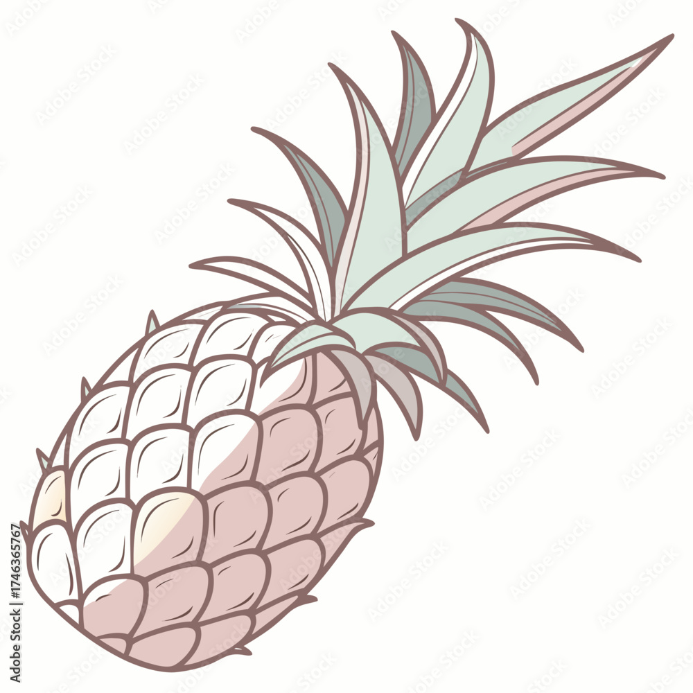 Obraz premium Fresh tropical pineapple illustration, perfect for design