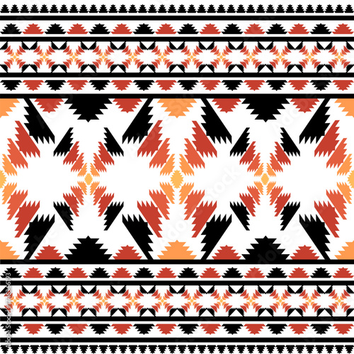 Geometric Pattern With Repeating Tribal Motifs In Black Orange And Red On A Transparent Background Ethnic Ornamental Traditional