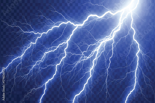 Realistic vector lightning strike illustration