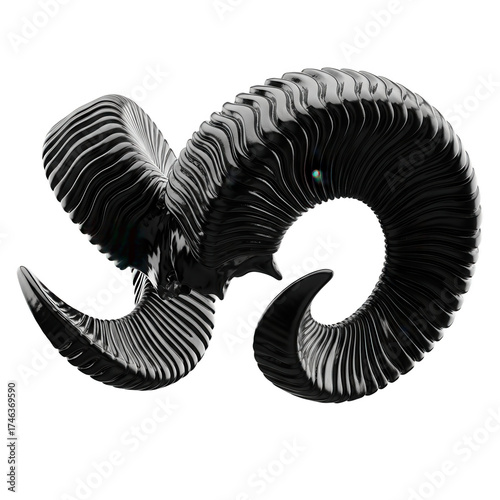 Detailed ram horns isolated on transparent background