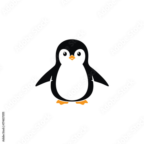 Adorable Cartoon Penguin with Orange Feet cute animal