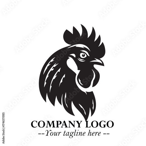 Wallpaper Mural Head of Chicken Logo Symbol Black on White Background in Minimalist Modern Vector Design for Branding Torontodigital.ca