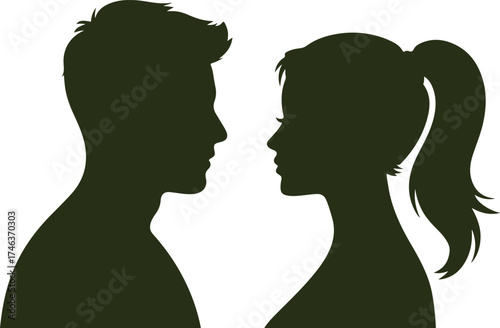 silhouette of romantic couple standing close facing each other expressing love and intimacy concept isolated on white background vector illustration