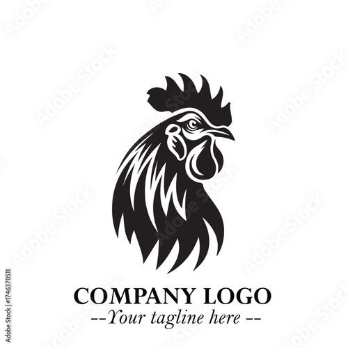 Wallpaper Mural Head of Chicken Logo Symbol Black on White Background in Minimalist Modern Vector Design for Branding Torontodigital.ca