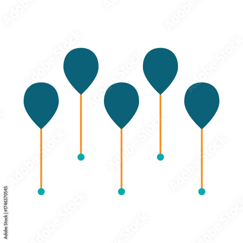 Minimal infographic design featuring balloon-shaped icons with lines, representing ideas, growth, and creativity in a clean visual layout.
