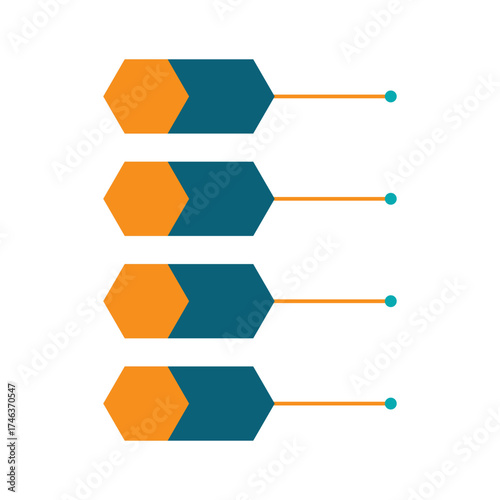 Stylish infographic design with horizontal hexagonal shapes connected by lines, perfect for business timelines and sequential steps.