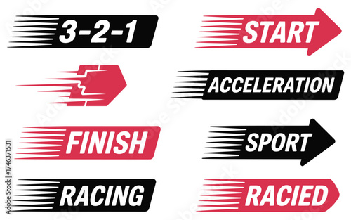 Motorsport vector set with start and finish line graphics