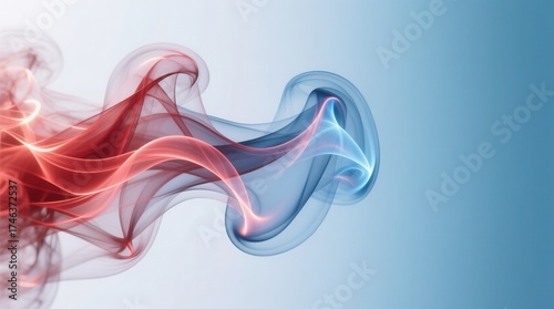  a red and blue smoke on a blue background, creating an abstract and mesmerizing effect The colors of the smoke are vibrant and the background is a deep, calming bl