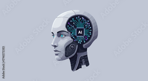 Female Robot Head with AI Circuit
