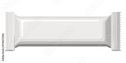 Blank Snack Bar Packaging Mockup – White Foil Wrapper Isolated on Transparent Background.