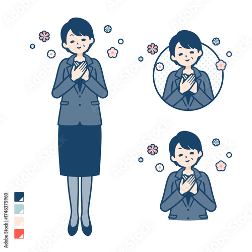 ビジネスミドル女性が安らいでいるイラスト