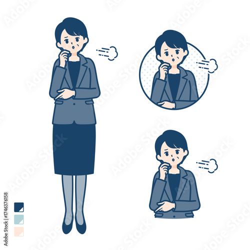 ビジネスミドル女性がため息をついているイラスト