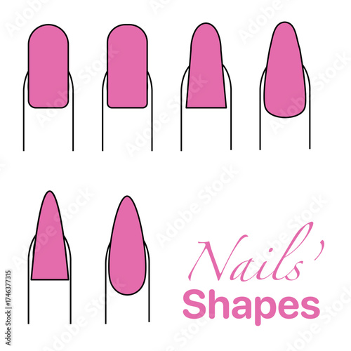 set of nails types, nail icons, vector nail polish