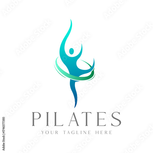Beauty elegant sport pilates studio logo design template
