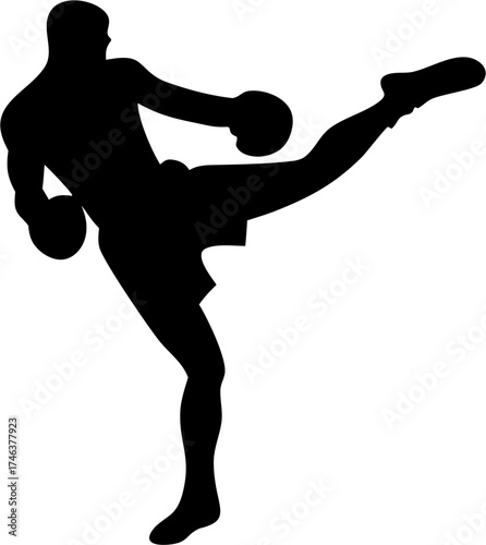 Kickboxing Silhouette Vector | Martial Arts Fighter SVG | Combat Sport Clipart